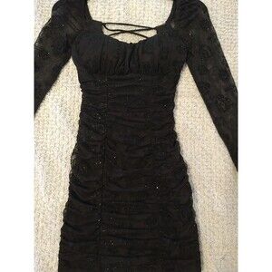 City Vibe Sheer Vintage Inspired Mini Dress Sm Black fairygoth Witchy Grunge